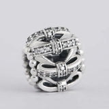 Clear CZ Bow-knot Charm Bead 925 Sterling Silver Christmas Bow Bead