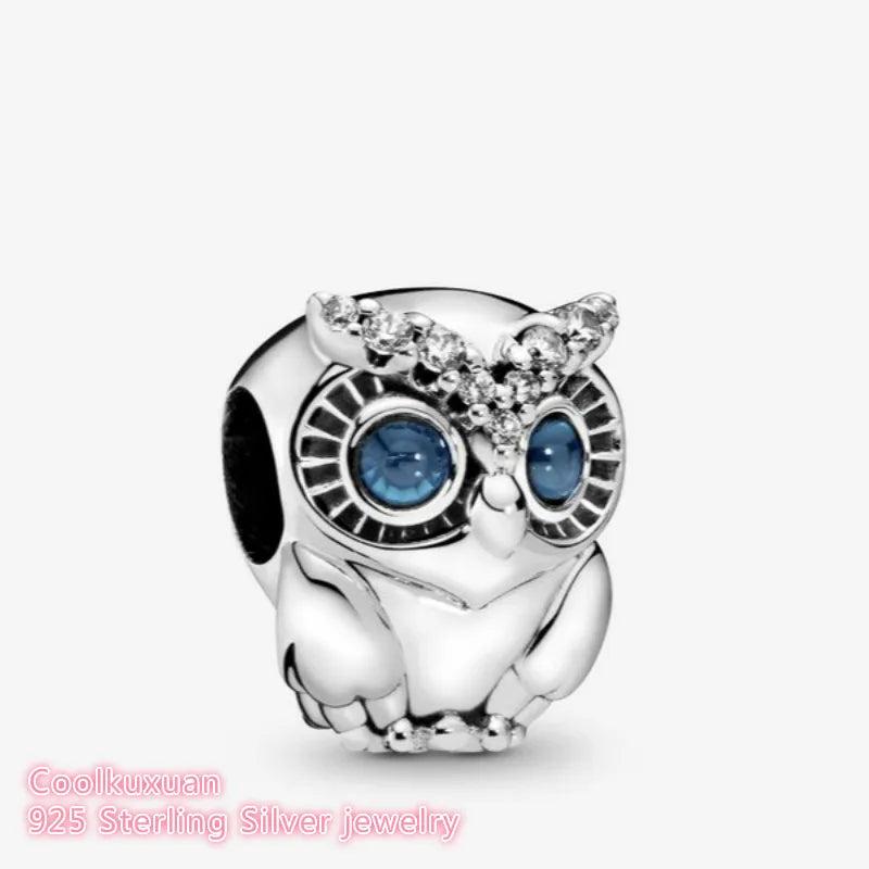 925 Silver Owl Charm for Bracelets Jewelry Making