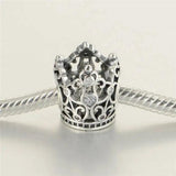 Princess Crown 925 Silver Charm Bead with CZ for Bracelet