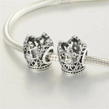 Princess Crown 925 Silver Charm Bead with CZ for Bracelet