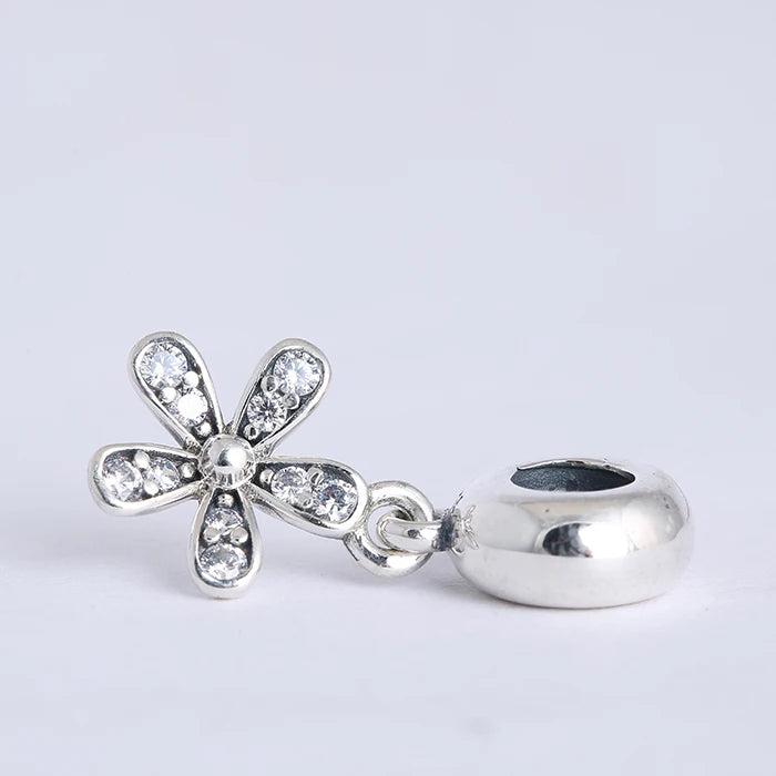 Sterling Silver Daisy Dangle Charms Pendant for Bracelets & Necklaces