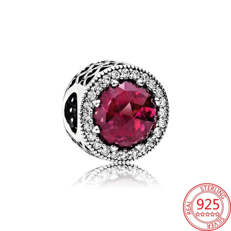 925 Silver Heart Gemstone Charm for Bracelet Necklace DIY