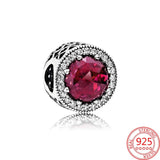 925 Silver Heart Gemstone Charm for Bracelet Necklace DIY
