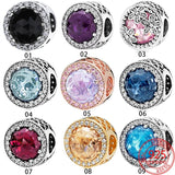 925 Silver Heart Gemstone Charm for Bracelet Necklace DIY