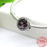 925 Silver Heart Gemstone Charm for Bracelet Necklace DIY