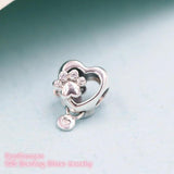 925 Silver Paw Print & Heart Charm Bead for Bracelets