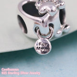 925 Silver Paw Print & Heart Charm Bead for Bracelets