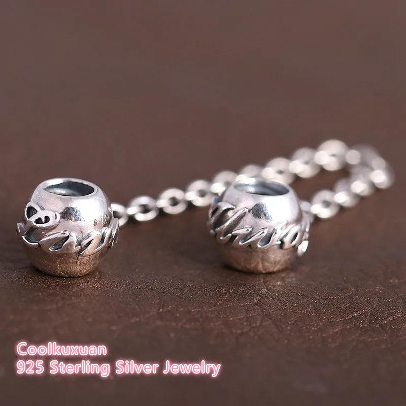 925 Silver Love Always Safety Chain Charm Bracelet Fit, Mother's Gift