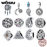 925 Sterling Silver Retro Style Charms Pendant Bracelet DIY Jewelry Gift