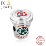 925 Sterling Silver Wine Champagne Bead for Charm Bracelet