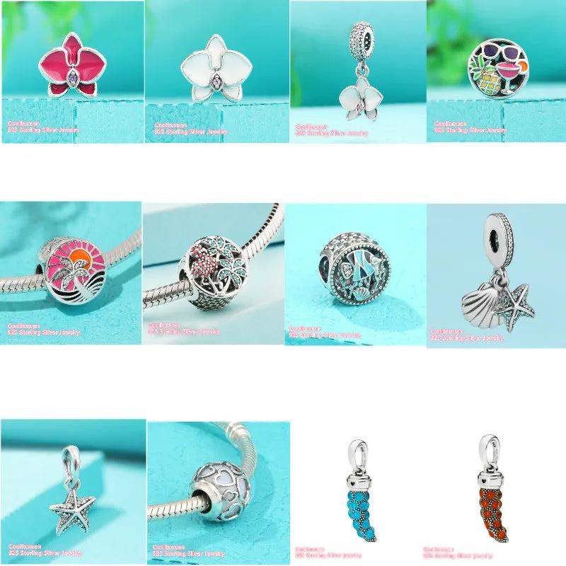 925 Silver Red Horn Flamingo Starfish White Radiant Orchid Charm