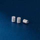 925 Silver Zircon Cylinder Beads 5.5x4mm Spacer Charms