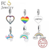 925 Silver Rainbow Unicorn Charms Bracelet Bead