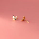 925 Sterling Silver Zircon Butterfly Stud Earrings Fine Jewelry Accessories