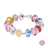925 Silver Glass Bead Charm Bracelet Necklace Jewelry
