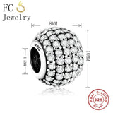 925 Sterling Silver Zircon Charms Beads for Bracelet Gift