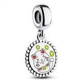 Exclusive Lucky Cat Dangle Pendant Beads for 925 Sterling Silver Charm Bracelet