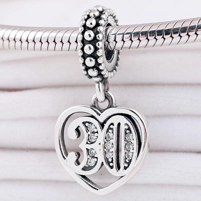 30th Anniversary Crystal Pendant Bead fits 925 Sterling Silver Bracelet