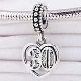 30th Anniversary Crystal Pendant Bead fits 925 Sterling Silver Bracelet
