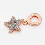 Rose Starfish Charm Bracelet with Crystal Beads 925 Silver