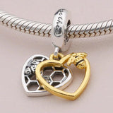 Hearts & Bees Pendant Beads for 925 Silver Bracelet DIY
