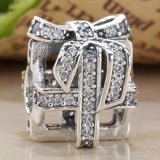 925 Silver Openwork Charm Bracelet w/ Crystal Beads