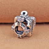 925 Silver Openwork Charm Bracelet w/ Crystal Beads