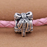 925 Silver Openwork Charm Bracelet w/ Crystal Beads