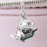 Green Enamel Dino Punk Pendant Beads for 925 Silver Bracelet
