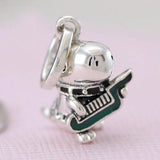 Green Enamel Dino Punk Pendant Beads for 925 Silver Bracelet