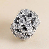Openwork Sparkling Round Cz With Crystal Beads 925 Sterling Silver Bead Charm