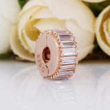 Rose Ice Crystal Clip Stopper Bead for 925 Silver Charm Bracelet