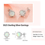 925 Silver Pink Opal Flower Stud Earrings for Women