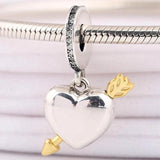 Heart Crystal Pendant Beads 925 Silver Charm Bracelet Bangle