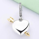 Heart Crystal Pendant Beads 925 Silver Charm Bracelet Bangle