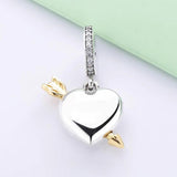 Heart Crystal Pendant Beads 925 Silver Charm Bracelet Bangle