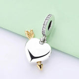 Heart Crystal Pendant Beads 925 Silver Charm Bracelet Bangle