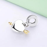 Heart Crystal Pendant Beads 925 Silver Charm Bracelet Bangle
