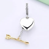 Heart Crystal Pendant Beads 925 Silver Charm Bracelet Bangle