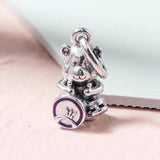 Purple Enamel Theodore Bear Pendant Bead Charm