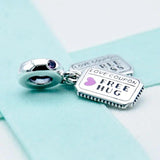 Heart Hug & Kiss Love Coupon Pendant Beads for Charm Bracelet
