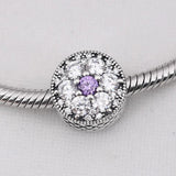 Openwork Love Heart Flower Crystal Beads 925 Silver Charm Bracelet DIY