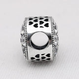 Openwork Love Heart Flower Crystal Beads 925 Silver Charm Bracelet DIY