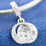 Moon & Stars Crystal Pendant Beads for 925 Silver Bracelet