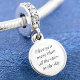 Moon & Stars Crystal Pendant Beads for 925 Silver Bracelet