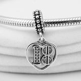 Alphabet & Numbers 18 Years Of Love Heart Pendant Beads