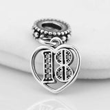 Alphabet & Numbers 18 Years Of Love Heart Pendant Beads