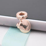 Rose Dino & Yellow Enamel Butterfly Beads for 925 Silver Bracelet