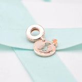 Rose Dino & Yellow Enamel Butterfly Beads for 925 Silver Bracelet