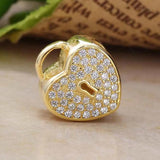 Openwork Hearts Lock Crystal Beads 925 Silver Charm Bracelet